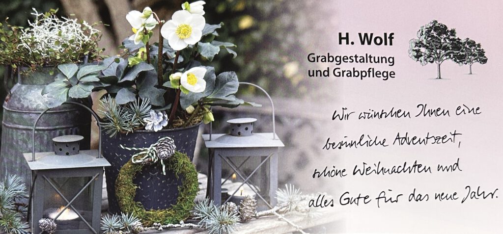Bild einer Adventlichen Stimmung am Grab mit Weihnachtswünschen